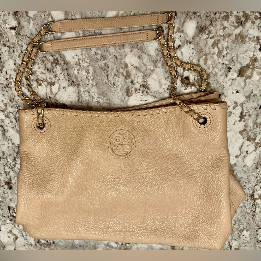 Tory Burch Marion Slouchy Pebbled Leather Shoulder Bag